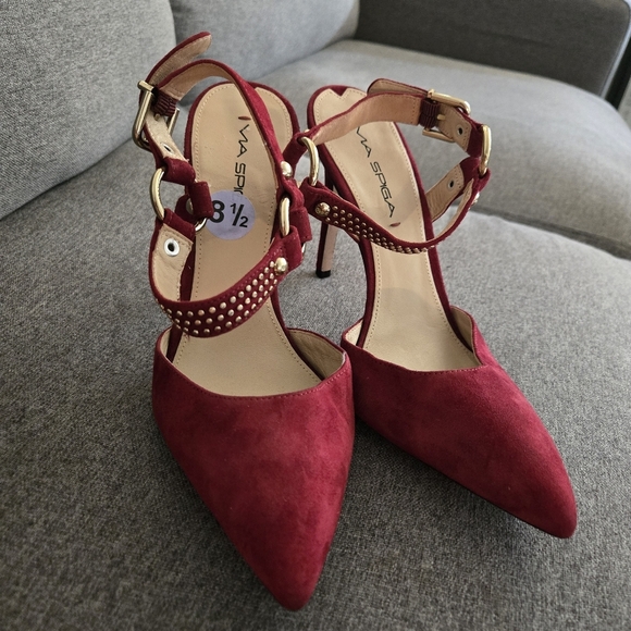 Via Spiga Strappy Heels Maroon Size 8.5 - Picture 2 of 7